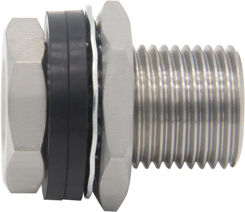 Fitvell Stainless Steel Bulkhead Fitting 1/4" NPT Female Bulked Coupler Thru-bulk Tank Fitting Connector 1-1/2" Length (pack of 2) - Image 3